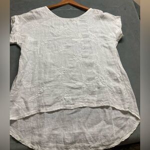 Terzo Millennio White Embroidered Linen Tunic Top Women’s Large
